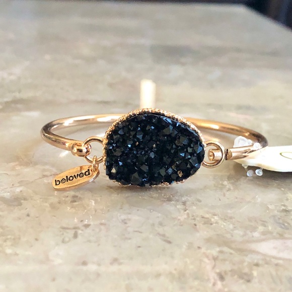 Black faux Druzy bracelet - Picture 4 of 6
